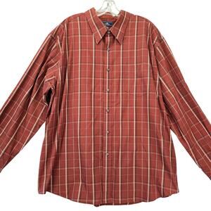 Dockers Brown Rust Plaid Button Down Shirt Classic Long Sleeves Top Men Size XXL